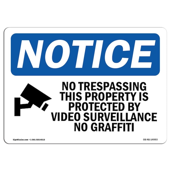 OSHA Sign, 18" H, 24" W, Rigid Plastic, No Trespassing This Property Sign With Symbol, Landscape